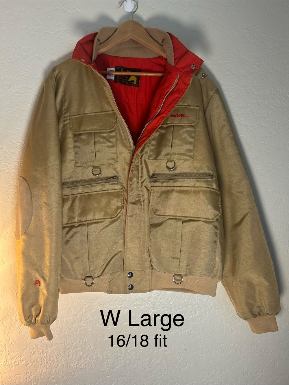 Berkley Bomber Jacket with orange/red Lining - W Large